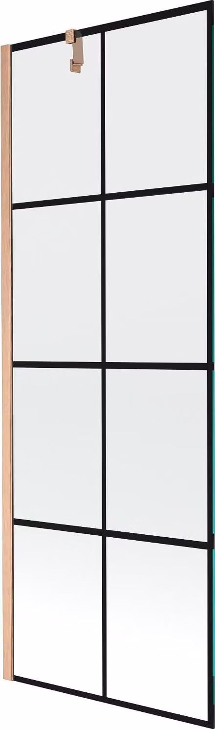 Mexen Next paraschizzi da doccia a 1 anta 70 x 150 cm, reticolo nero, rame spazzolato - 895-070-000-00-77-65