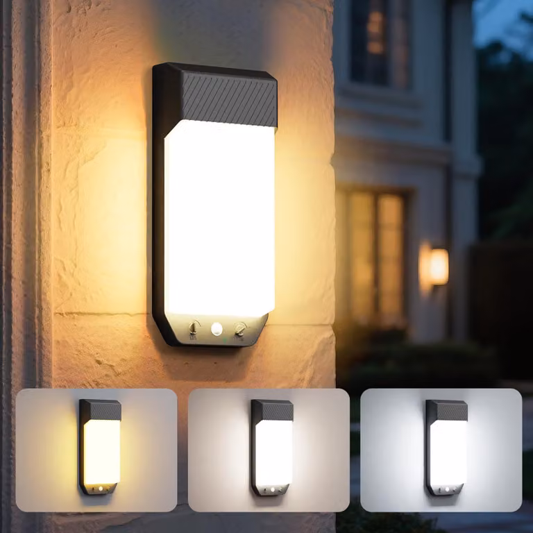 Lampada da parete esterna con sensore di movimento, 16W LED, grado di protezione IP65, 3 temperature di colore