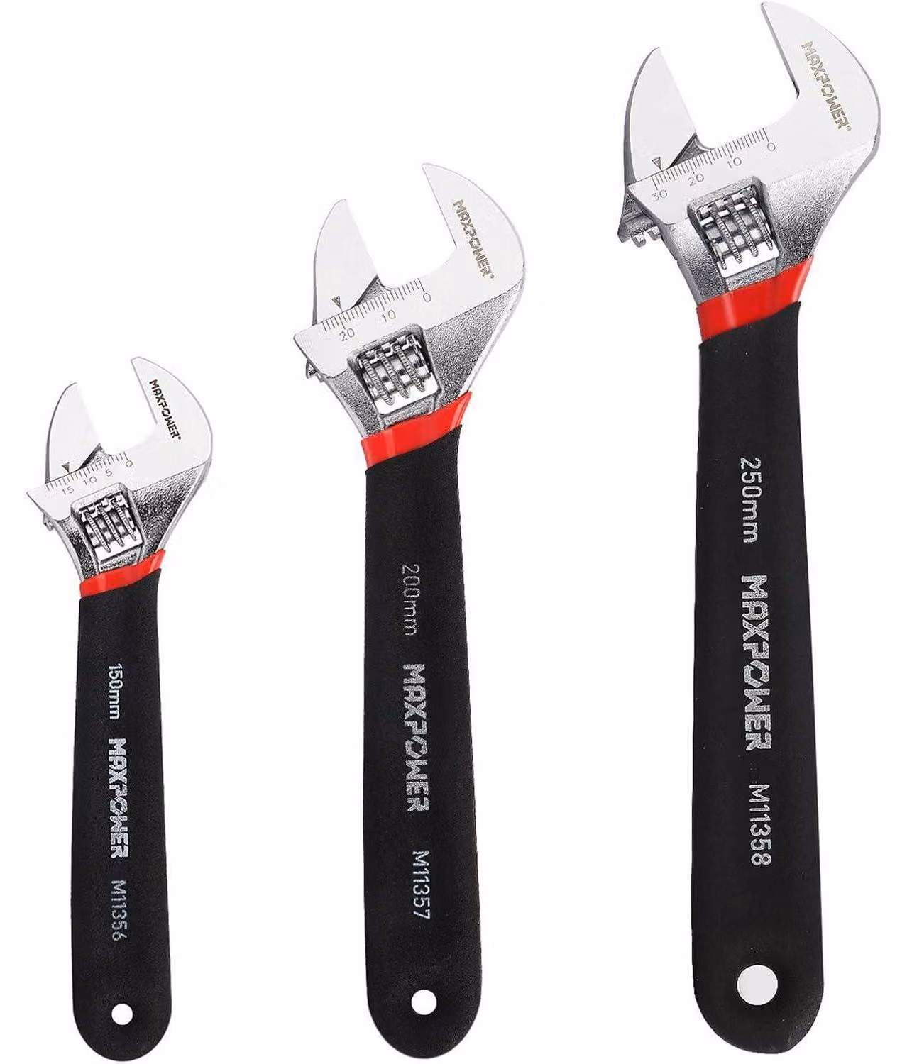 Set di chiavi regolabili, 3 pezzi, 150, 200, 250 mm, acciaio legato