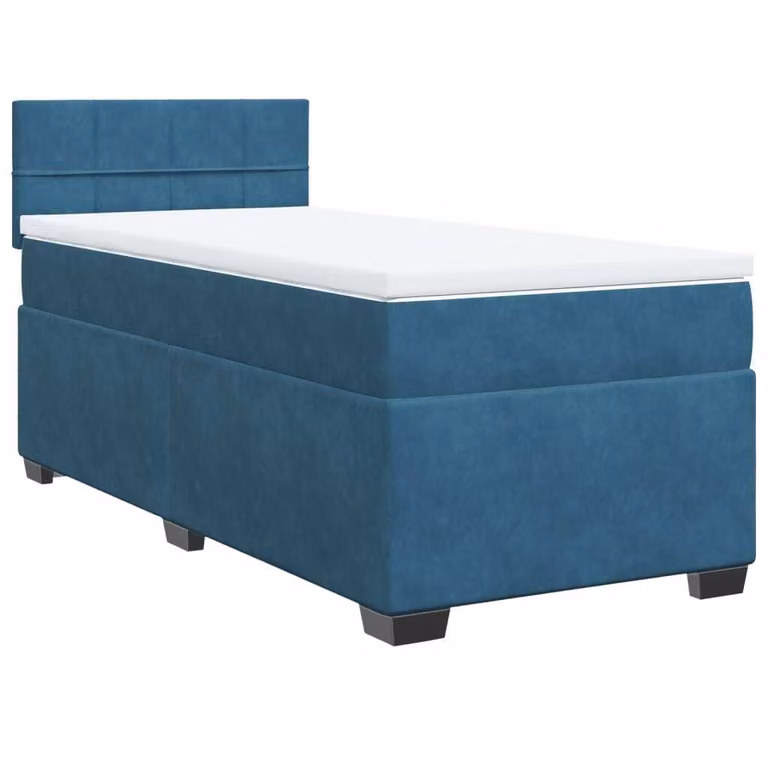 Giroletto a Molle con Materasso Blu Scuro 80x200 cm in Velluto