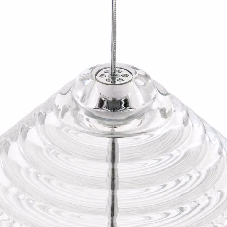 Tom Dixon Lampada a sospensione in vetro Press Cone, dimmerabile, Chiaro / Trasparente, Soggiorno / Sala da pranzo, Vetro, Design, Lampada a sospensione