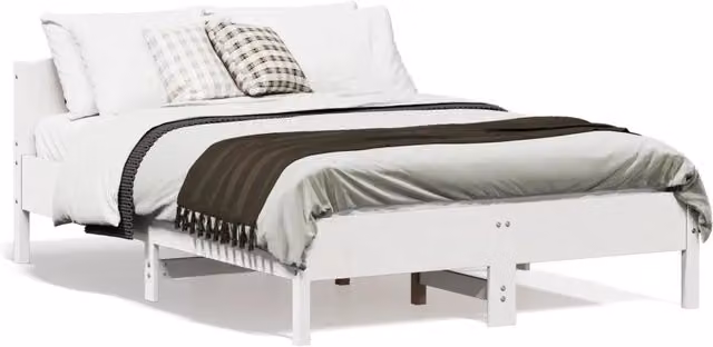 Letto singolo in legno massello di pino bianco vidaXL L: 140,5 cm, P: 195,5 cm, H: 74,5 cm