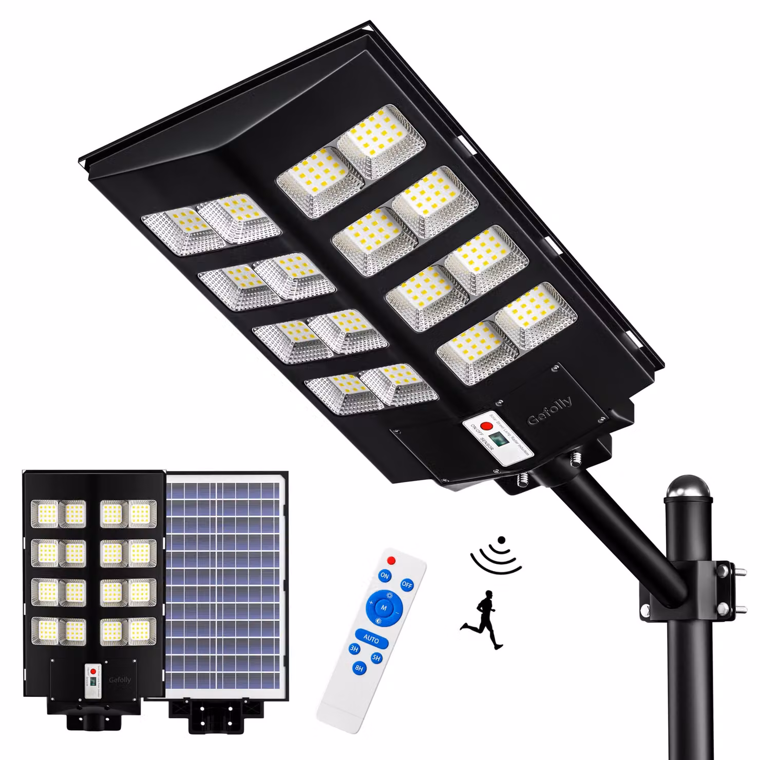 Lampada solare da esterno, 300.000 lumen, 6500 Kelvin, grado di protezione IP67, con telecomando