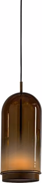 Lampada a sospensione Olev Curuba in vetro trasparente e metallo bronzo con LED dimmerabile e altezza regolabile