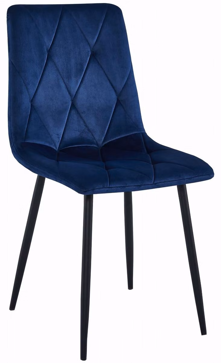 Sedia Libra in Velluto Blu Notte con Gambe Nere