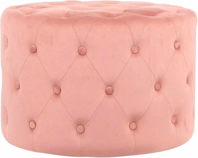 Pouf Camilla Casa Collection in Velluto Rosa Chiaro, Forma Cilindrica, L: 60 cm, P: 42 cm, H: 42 cm