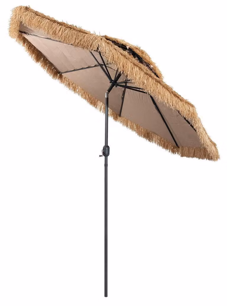 Ombrellone da giardino, diametro 270 cm, pieghevole con manovella, 8 stecche