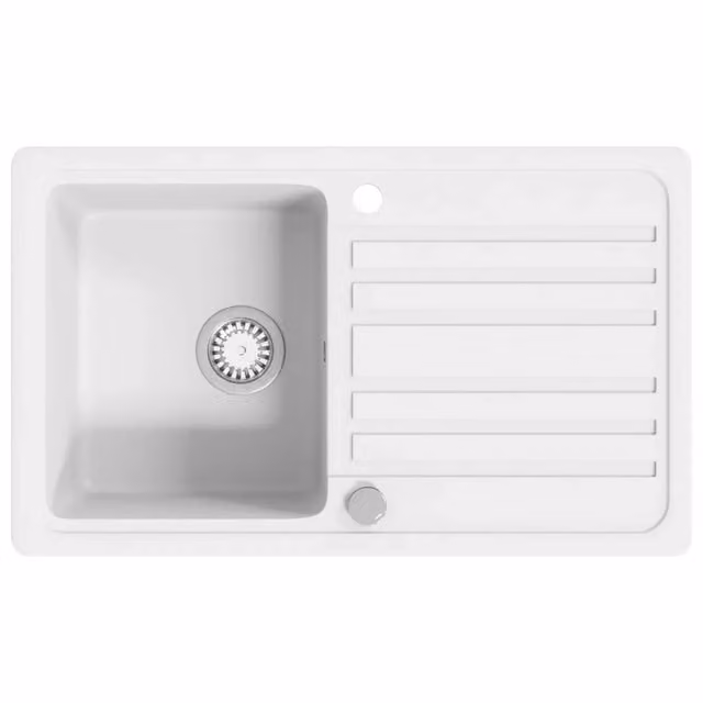 Lavandino cucina granito lavello singolo scolapiatti reversibile bianco CFW3669619