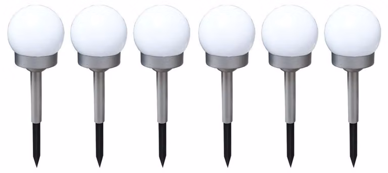 set di 6 luci solari a LED a innesto, sfere, diametro 10 cm