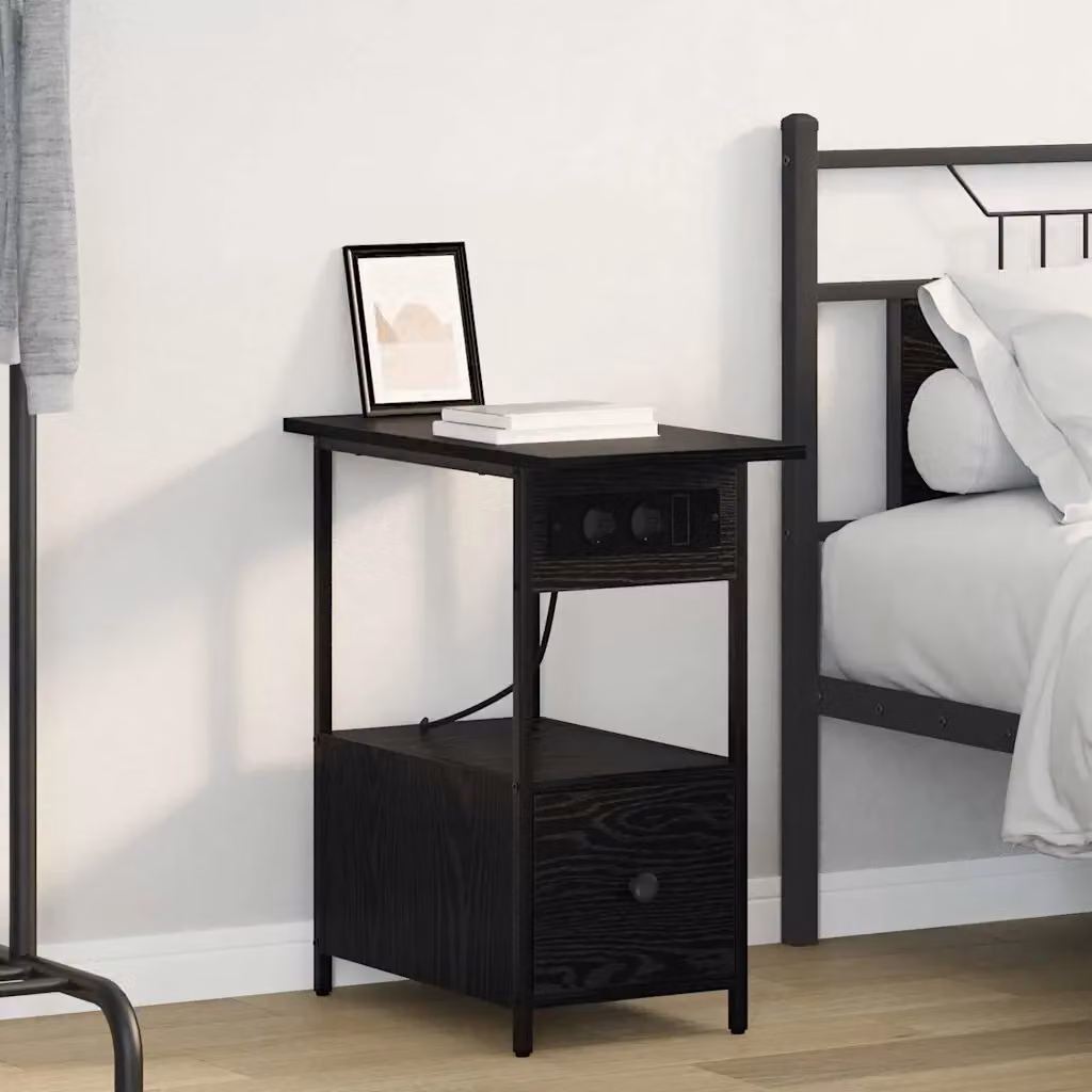 Armadio da notte vidaXL in stile rustico, colore nero e marrone, L 60 cm x P 30 cm x H 61 cm