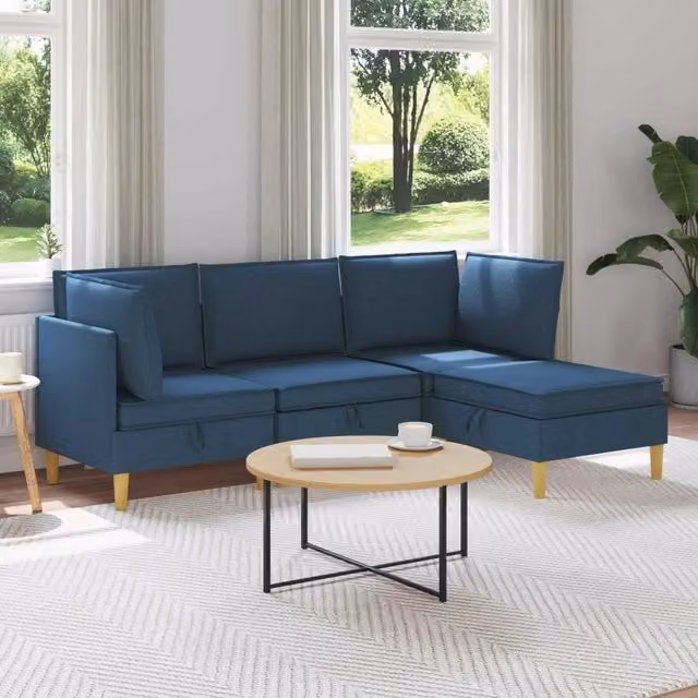 Set di divani modulari con spazio di archiviazione 4 pz Blu 3413715