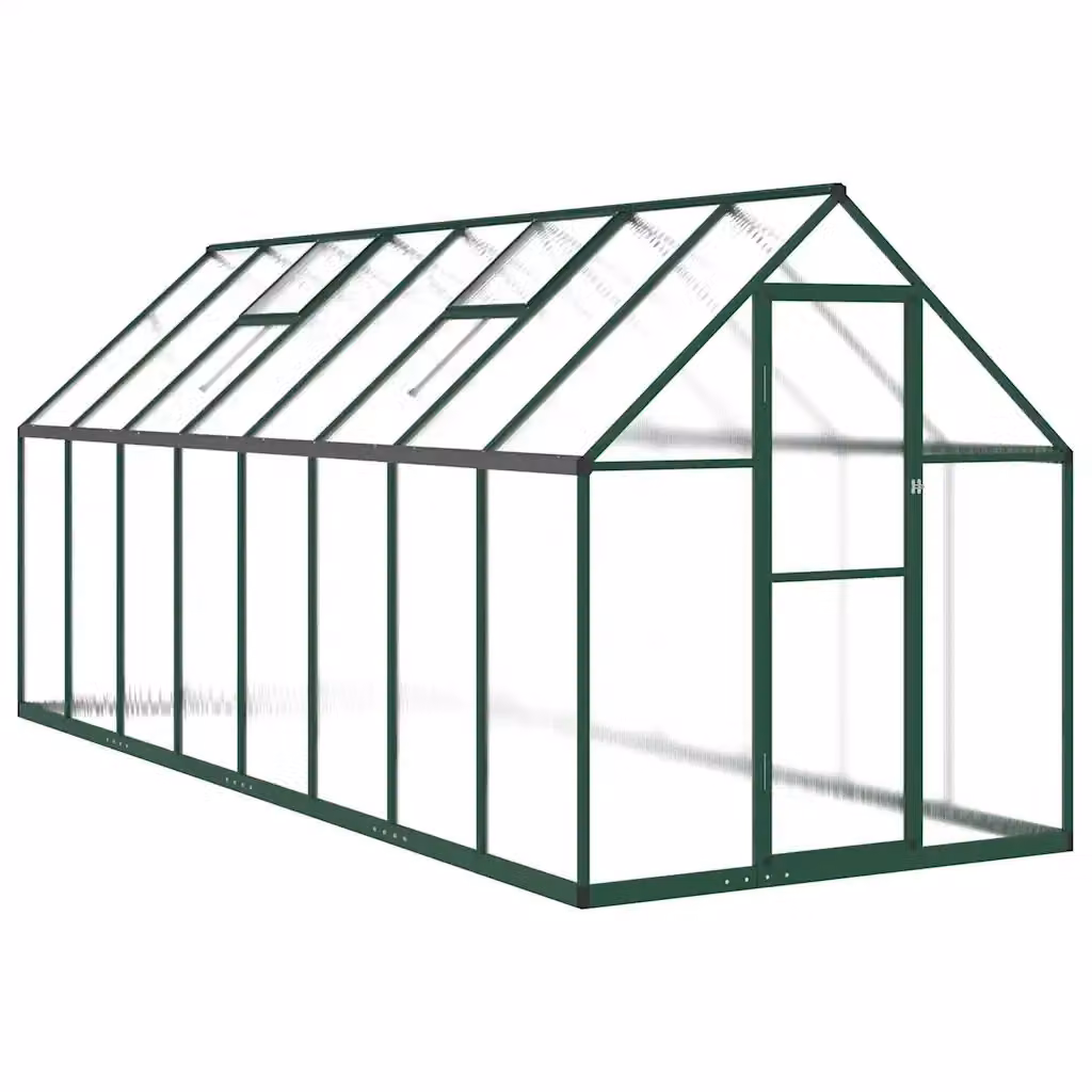 vidaXL Telaio Serra in Alluminio con Base Verde e Copertura in Policarbonato L: 445 cm, P: 169 cm, H: 195 cm – 2