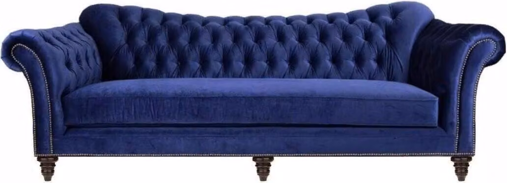 Blaue Chesterfield Wohnzimmer Modern Design Couchen Sofa Designer Möbel Stoff