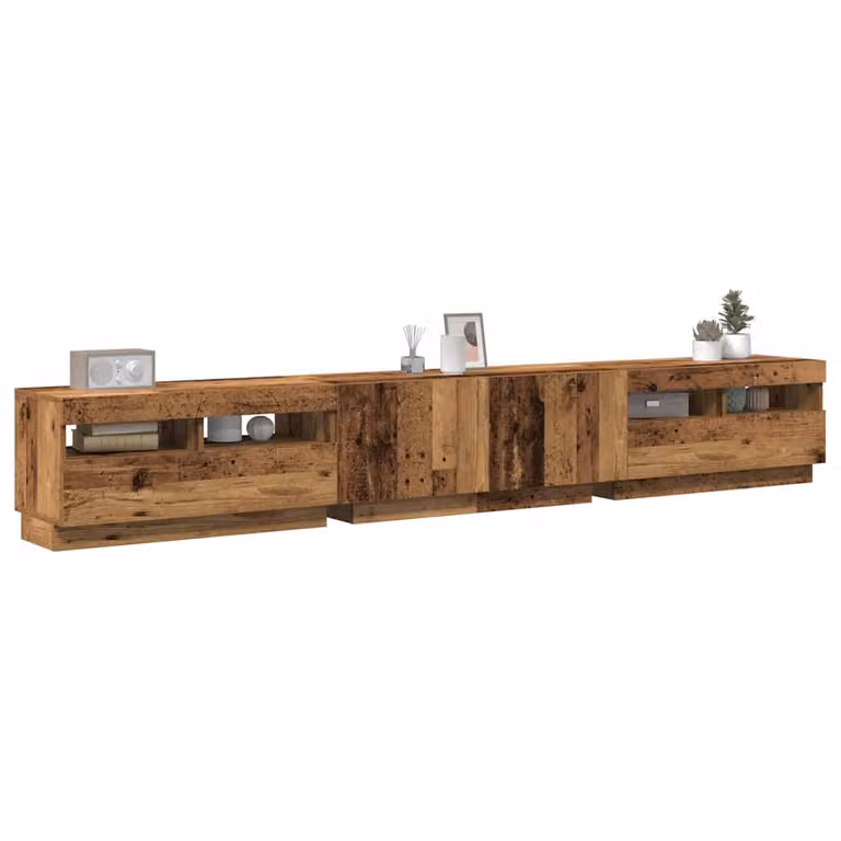 Mobile Porta TV vidaXL con LED in Legno Antico Marrone, L 260 cm x P 35 cm x H 40 cm