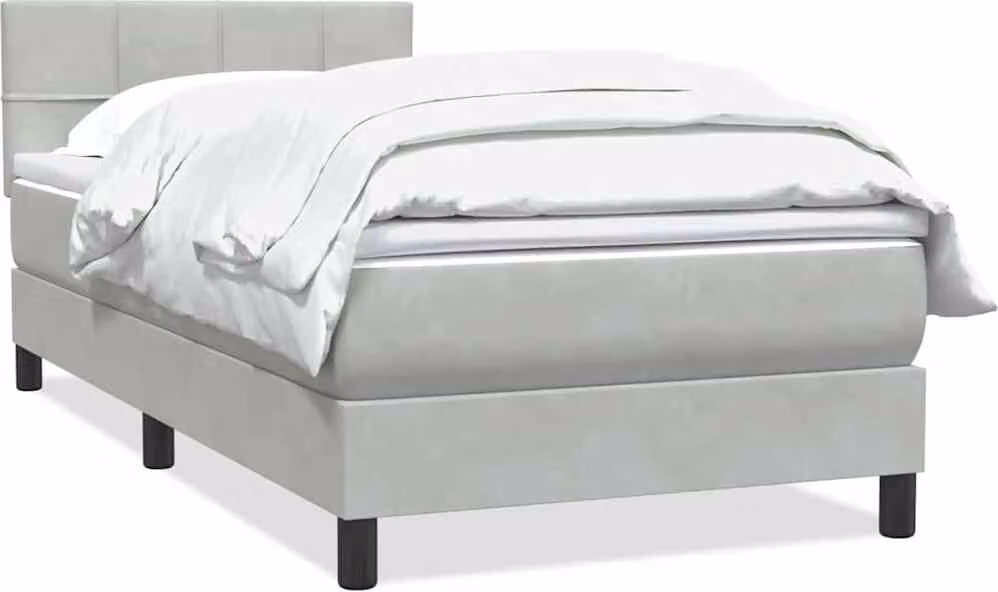 Giroletto a Molle con Materasso Grigio Chiaro 80x210 cm Velluto