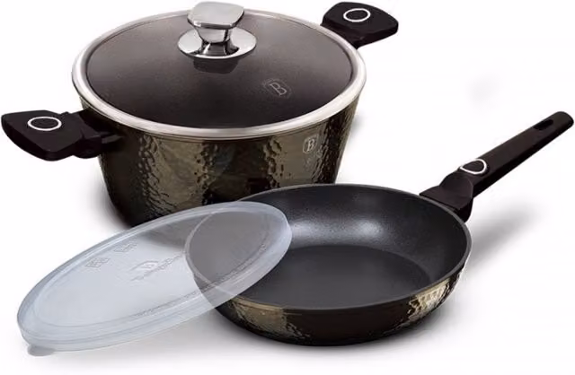 Set di pentole antiaderenti Berlinger Haus Primal Gloss BH-6074 in alluminio colore nero con coperchio – 1