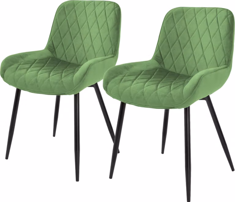 ML-Design set di 2 sedie da pranzo con schienale e braccioli, salvia, seduta in velluto, sedia imbottita con gambe in metallo
