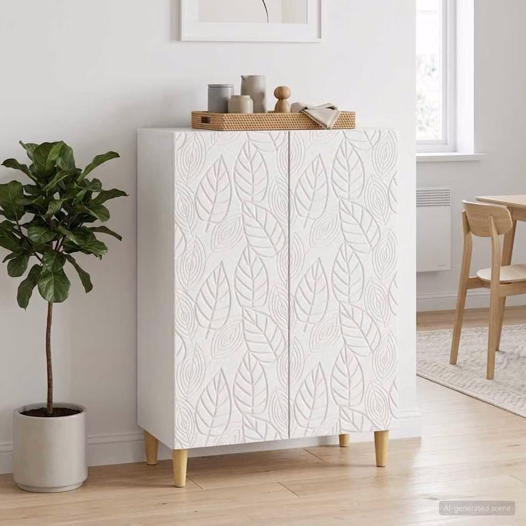 Credenza moderna vidaXL in legno MDF bianco lucido L 66 x P 34,5 x H 90 cm