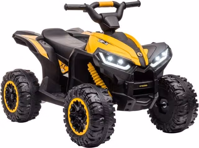 Auto elettrica per bambini Minimal Giallo con 2 motori, 12V e luci LED – 1