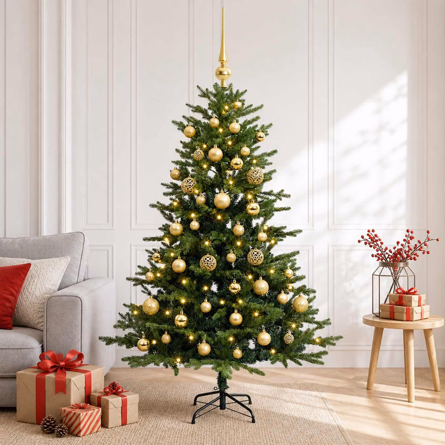 vidaXL Albero di Natale artificiale con palline 120 cm 150 LED