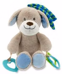 Peluche Cagnolino Morbidoso con sonaglio (26cm) GOGO ELITE Grigio e Azzurro 39582