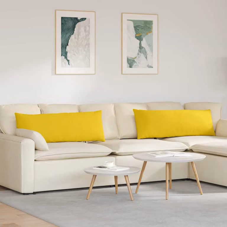 Set di 2 cuscini da divano vidaXL in tessuto giallo chiaro, forma rettangolare, L 120 cm x P 40 cm x H 40 cm