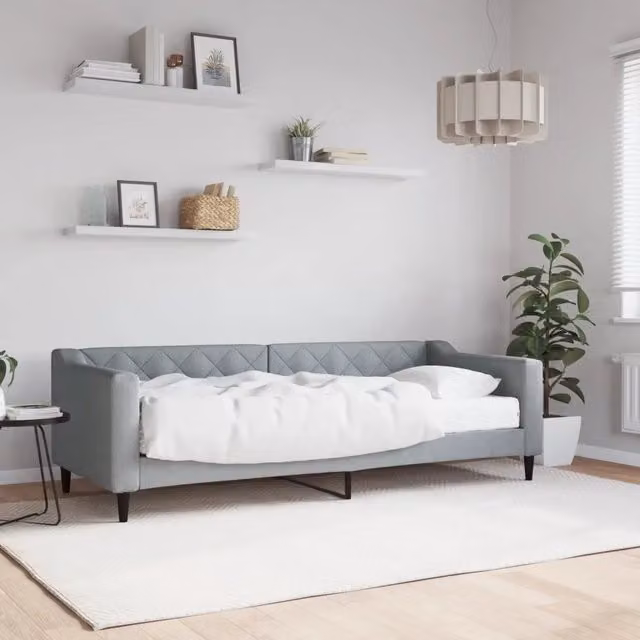 Divano Letto con Materasso-Sofa Letto-Daybed Grigio Chiaro 80x200 cm in Tessuto 146896