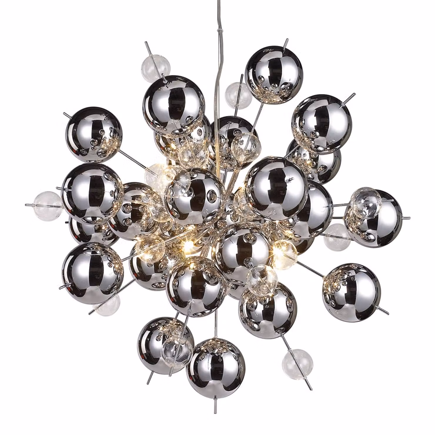 Näve Lampada a sospensione in vetro Wakusei, dimmerabile, Cromo / Argento, Soggiorno / Sala da pranzo, Vetro, Moderno, Lampada a sospensione