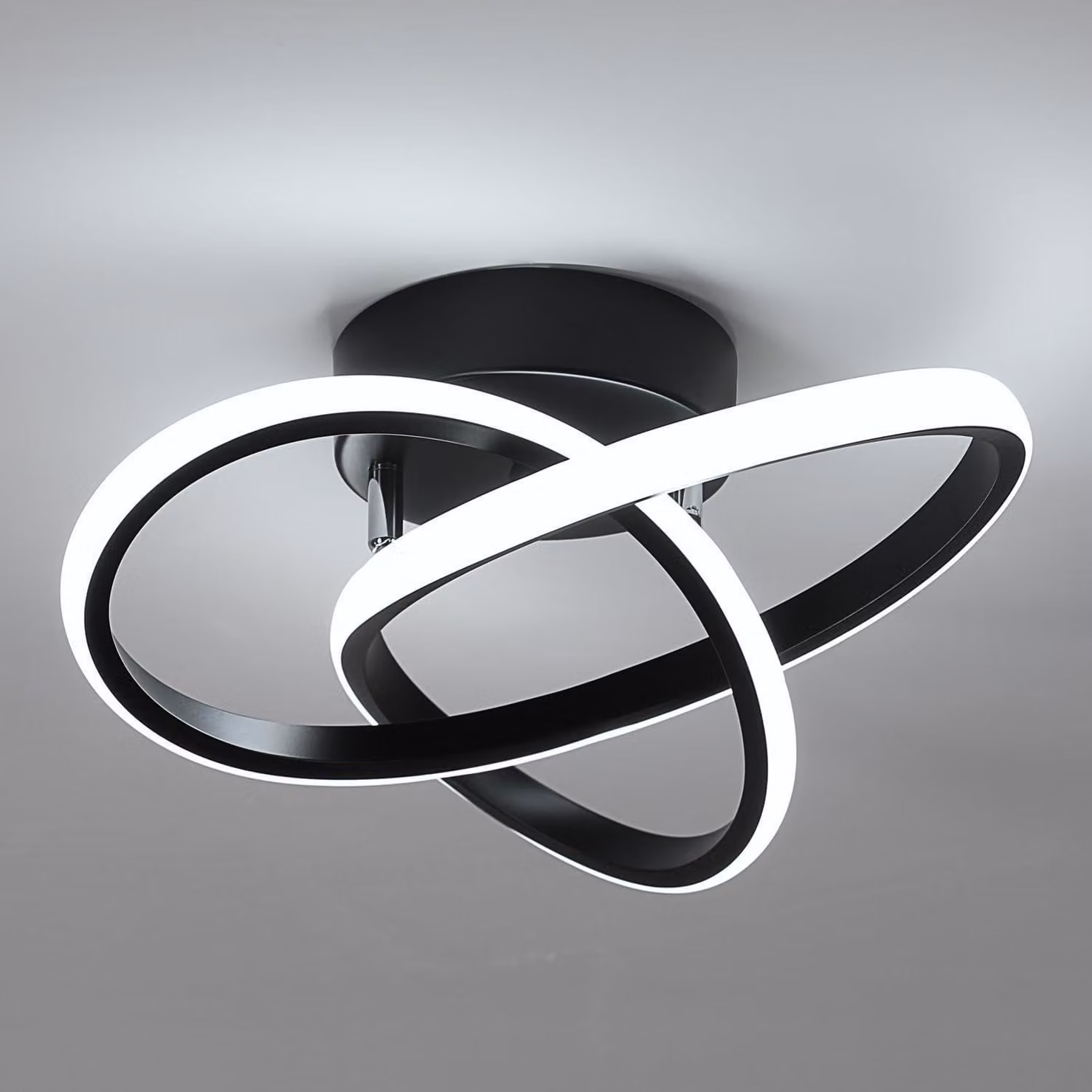 Lampada a soffitto LED, 30W, 3375LM, moderna, in alluminio, ideale per soggiorno, camera da letto, corridoio, cucina, balcone, luce bianca fredda 6500K, diametro 30cm, colore nero