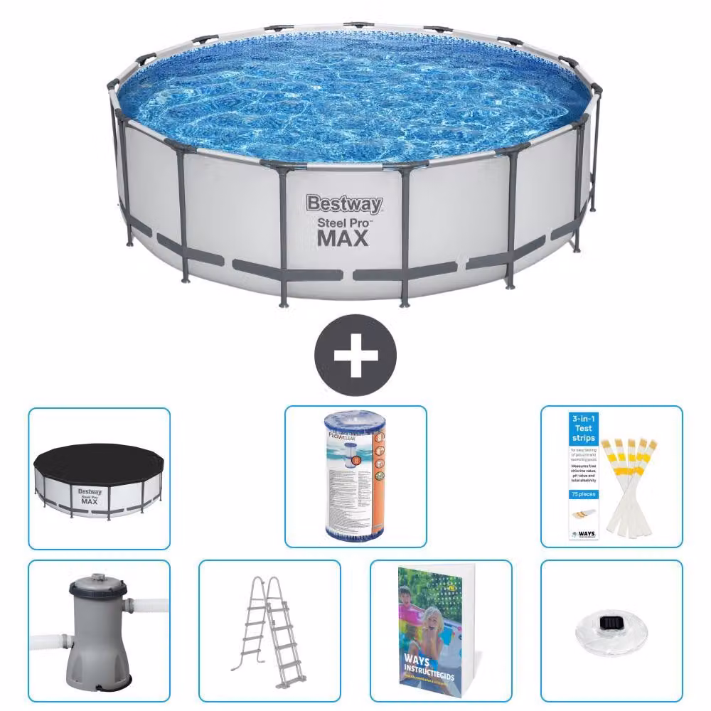 Piscina gonfiabile Bestway Steel Pro MAX, rotonda, 488x122 cm, composta da 6 parti, modello S622