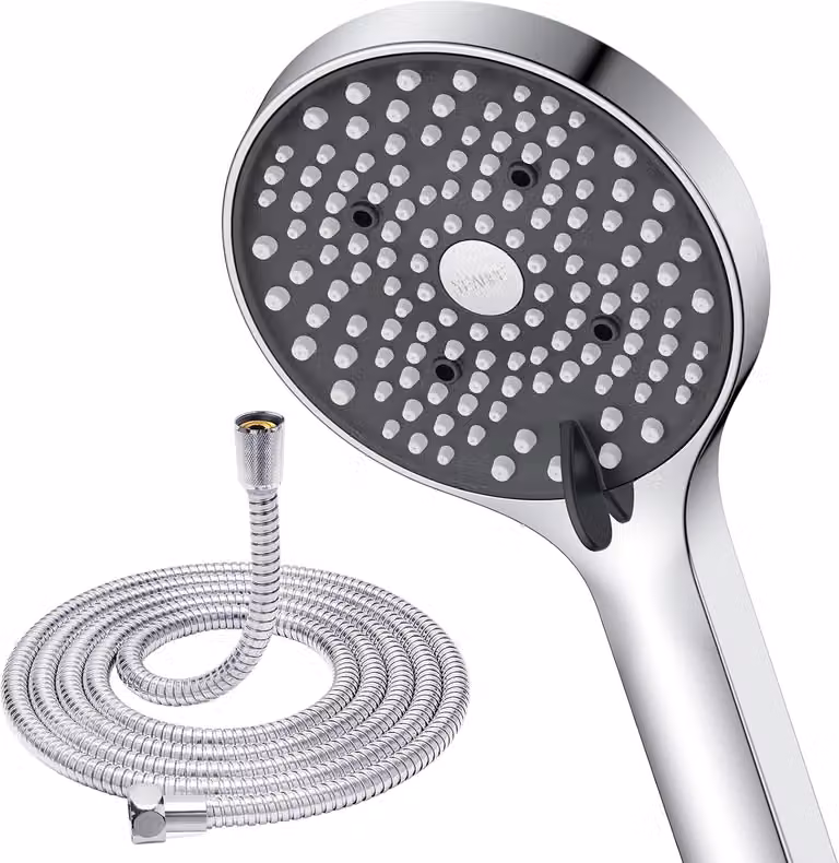 Rubinetto doccia con tubo flessibile 1-6m - Rubinetto doccia ad alta pressione - Doccia a risparmio idrico con 6 diverse modalità di getto e funzione anticalcare