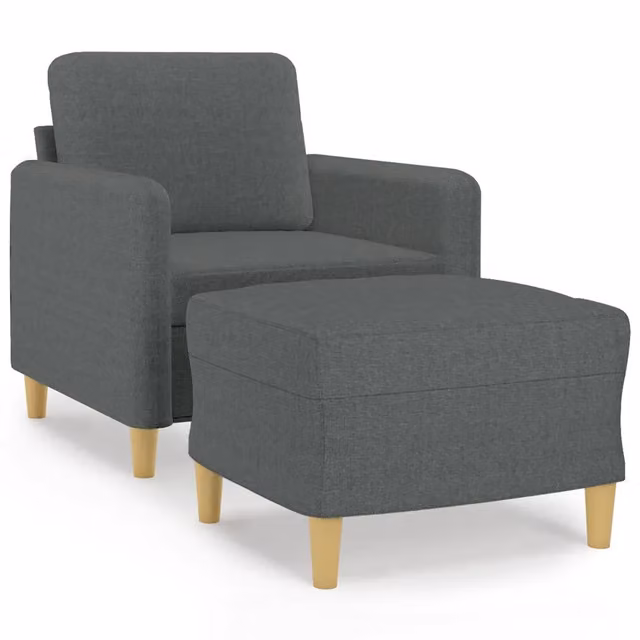 Poltrona | Sedia Relax con Poggiapiedi Grigio Scuro 60 cm in Tessuto