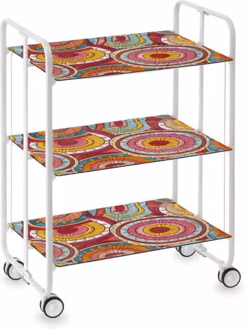 Carrello da cucina pieghevole bianco con ruote BAUHAUS 3 ripiani