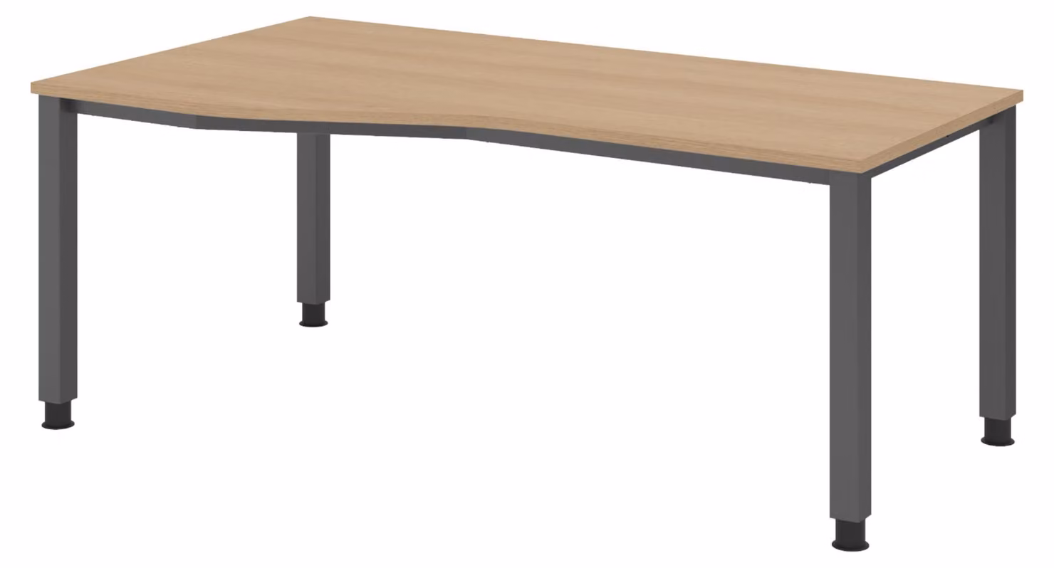 Scrivania bümö Serie Q - Struttura: grafite, Dimensioni: 180 x 100 cm, Finitura: rovere
