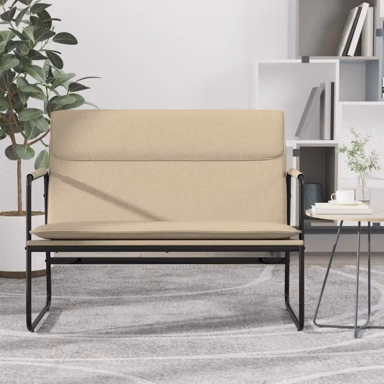 Panca moderna vidaXL in tessuto beige L: 100 cm, P: 64 cm, H: 80 cm