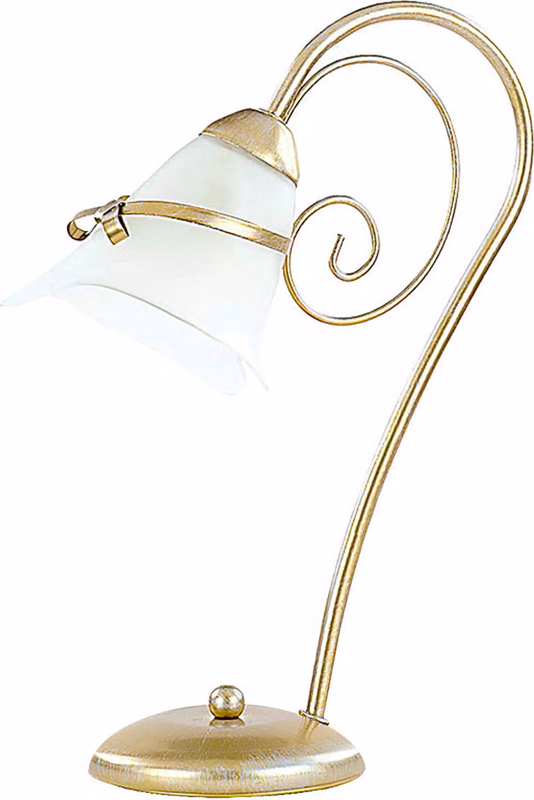 Lampada da tavolo con paralume in vetro bianco Patina gold Cocard 1xE14 15W Luminex