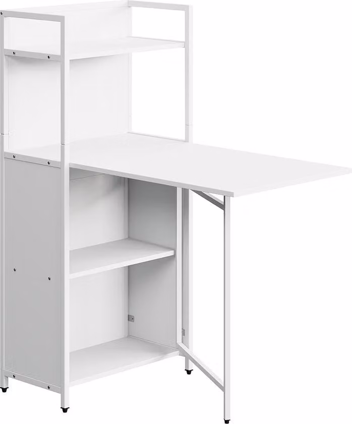 Scrivania Vicco Savio Bianco 30-100 x 57 cm con piano del tavolo pieghevole, Model 56377