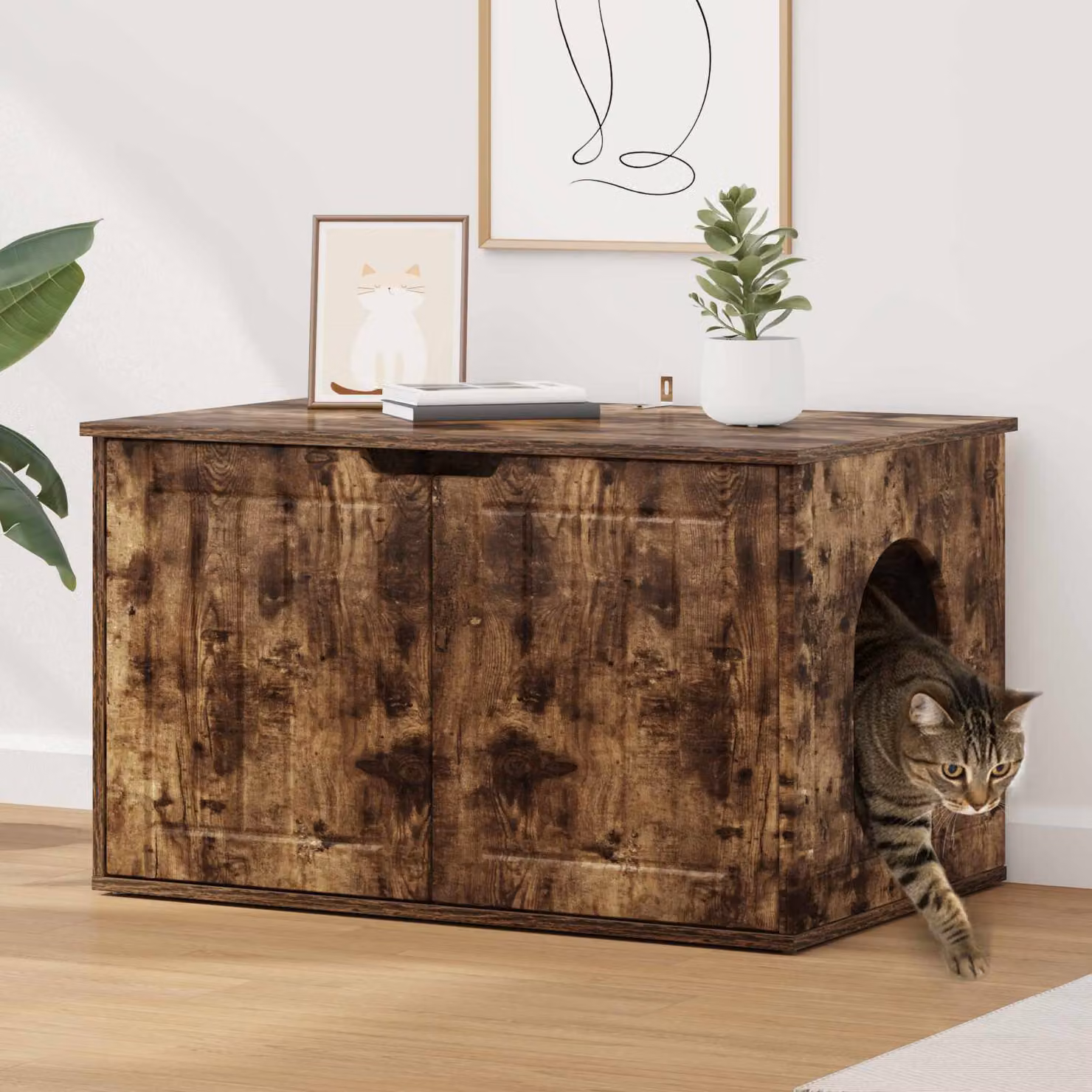 Casa per Gatti vidaXL in Rovere Fumé, L: 85 cm, P: 55 cm, H: 50,5 cm