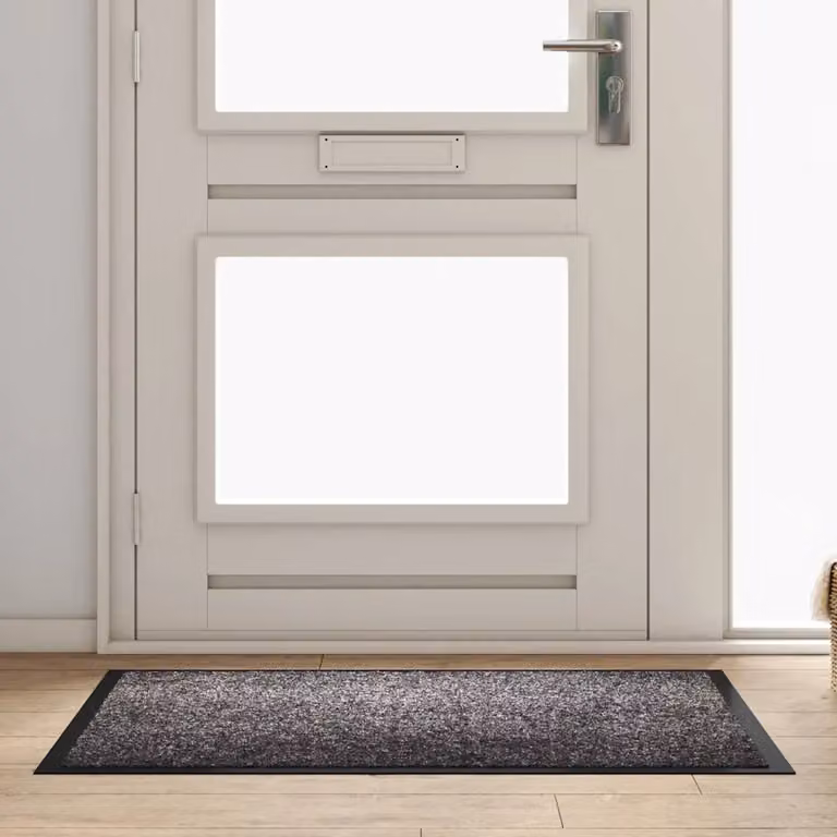 Tappetino vidaXL in tessuto teddy grigio chiaro, lavabile in lavatrice e antiscivolo, L: 80 cm, P: 120 cm, H: 1 cm