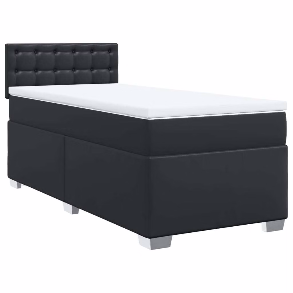 Giroletto a Molle con Materasso Nero 90x200 cm in Pelle finta