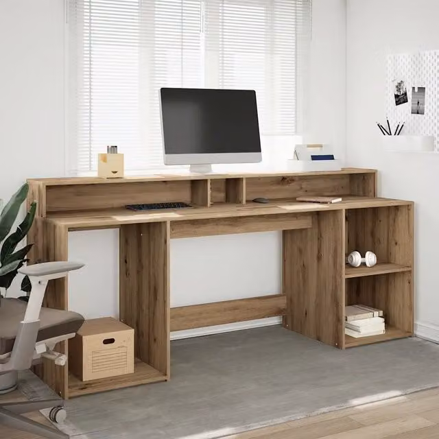 Scrivania moderna vidaXL per computer in MDF laminato marrone L/P/H: 200 x 70 x 91 cm