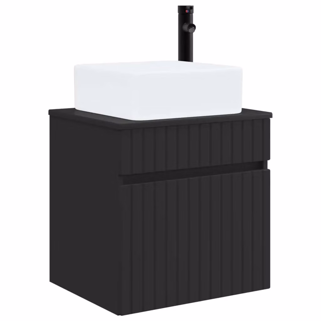 Mobile lavabo da parete moderno vidaXL Nero opaco L: 49 cm, P: 41 cm, H: 63 cm – 2