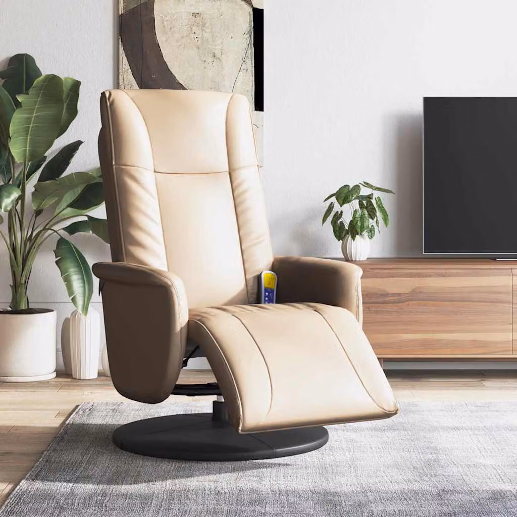 Poltrona Reclinabile Relax vidaXL in Similpelle Beige e Marrone con Poggiapiedi e Braccioli