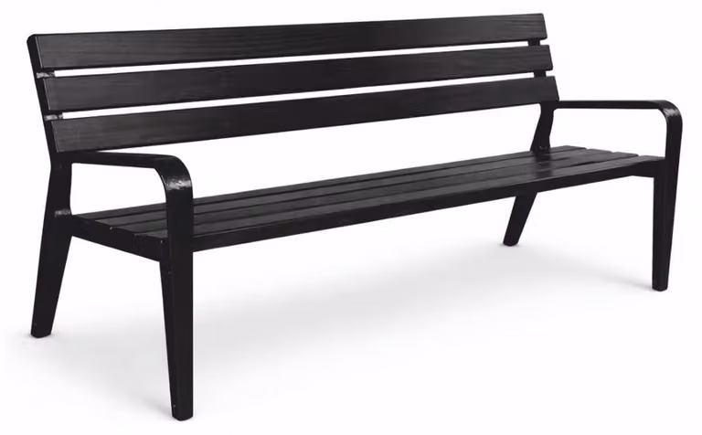 Panchina da giardino Casa Padrino - Panchina da città con schienale e braccioli, nera, 180 cm
