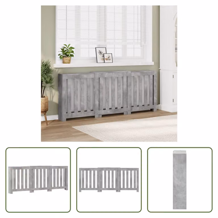 The Living Store Rivestimento per radiatori grigio cemento 205x21,5x83,5 cm Materiale a base di legno
