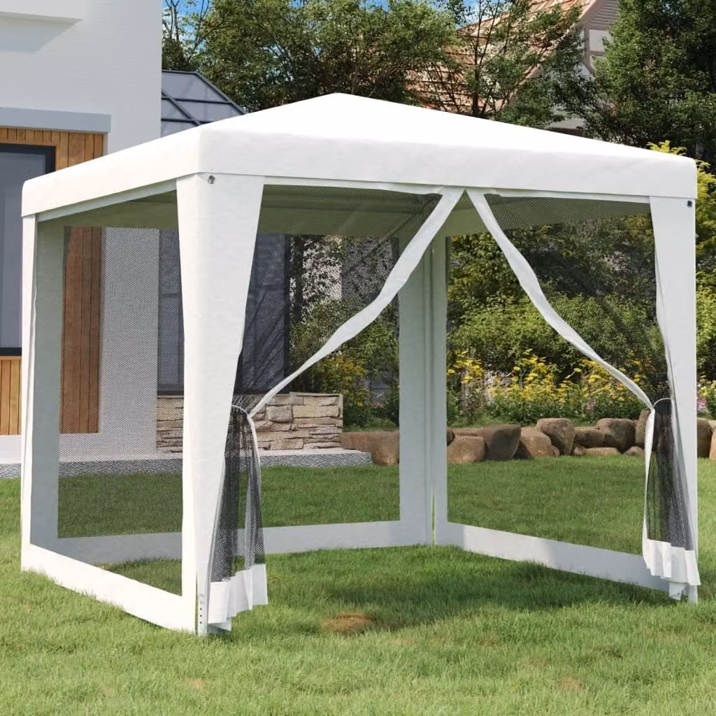Maison Exclusive - Tenda da festa con 4 pareti laterali in rete, dimensioni 2,5 x 2,5 m, colore bianco