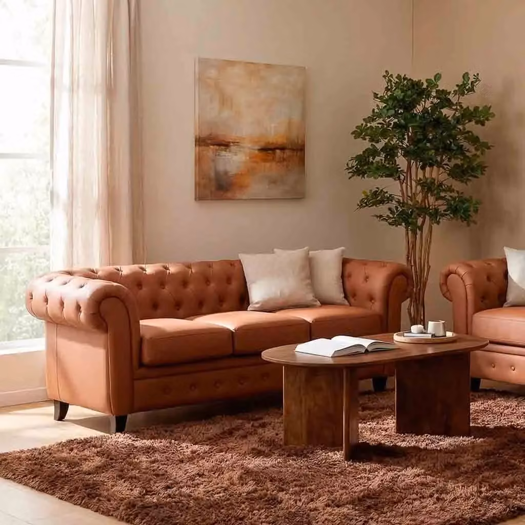 Divano in mousse WANDERLUST DECO color moka con rivestimento in ecopelle, L: 199 cm, P: 82 cm, H: 76 cm – 2