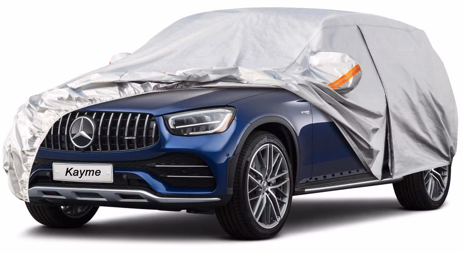 Copertura per auto, 6 strati, impermeabile e traspirante, per SUV, lunghezza 460-485 cm, colore argento