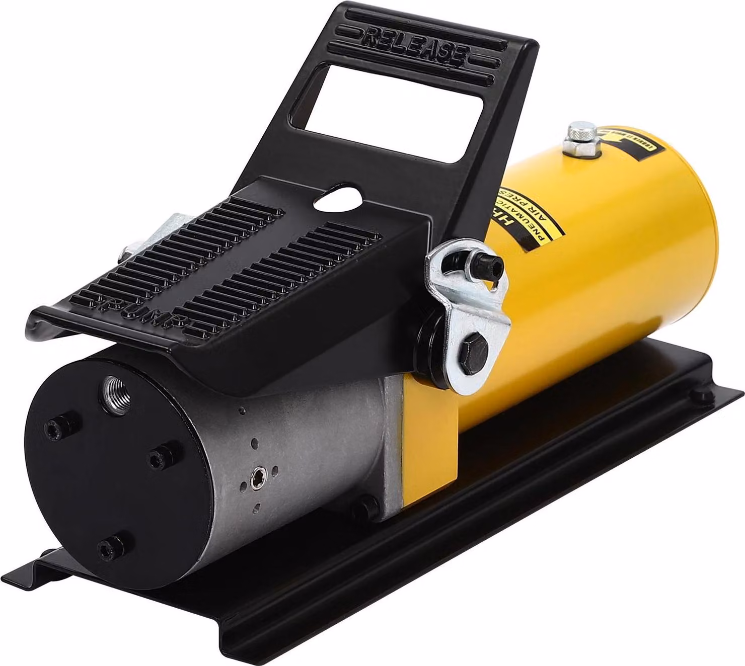Pompa idraulica ad aria con colonna in acciaio - Pneumatica 10000 PSI - Pressione di avvio 120 PSI - Attacco olio ZG3/8 - Attacco aria G1/4 - Gialla
