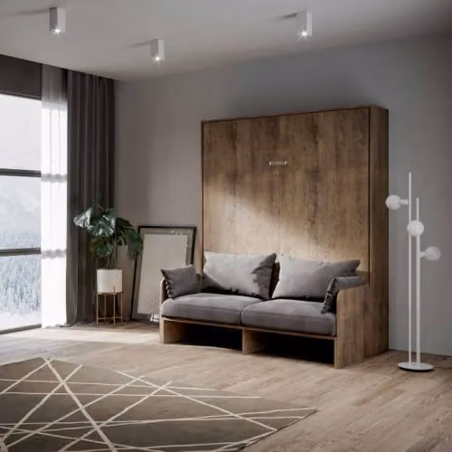 Letto Kentaro matrimoniale in legno a scomparsa con sofà Itamoby